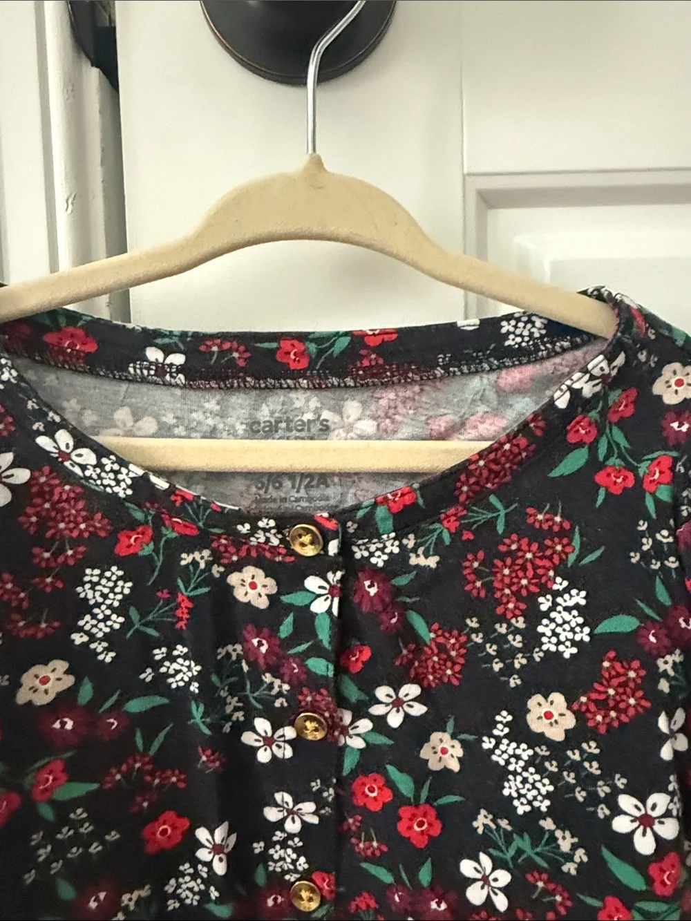 Carter's Black Floral Button-Up Long Sleeve Top